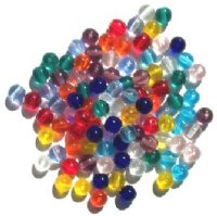 100 6mm Transparent Round Glass Bead Mix